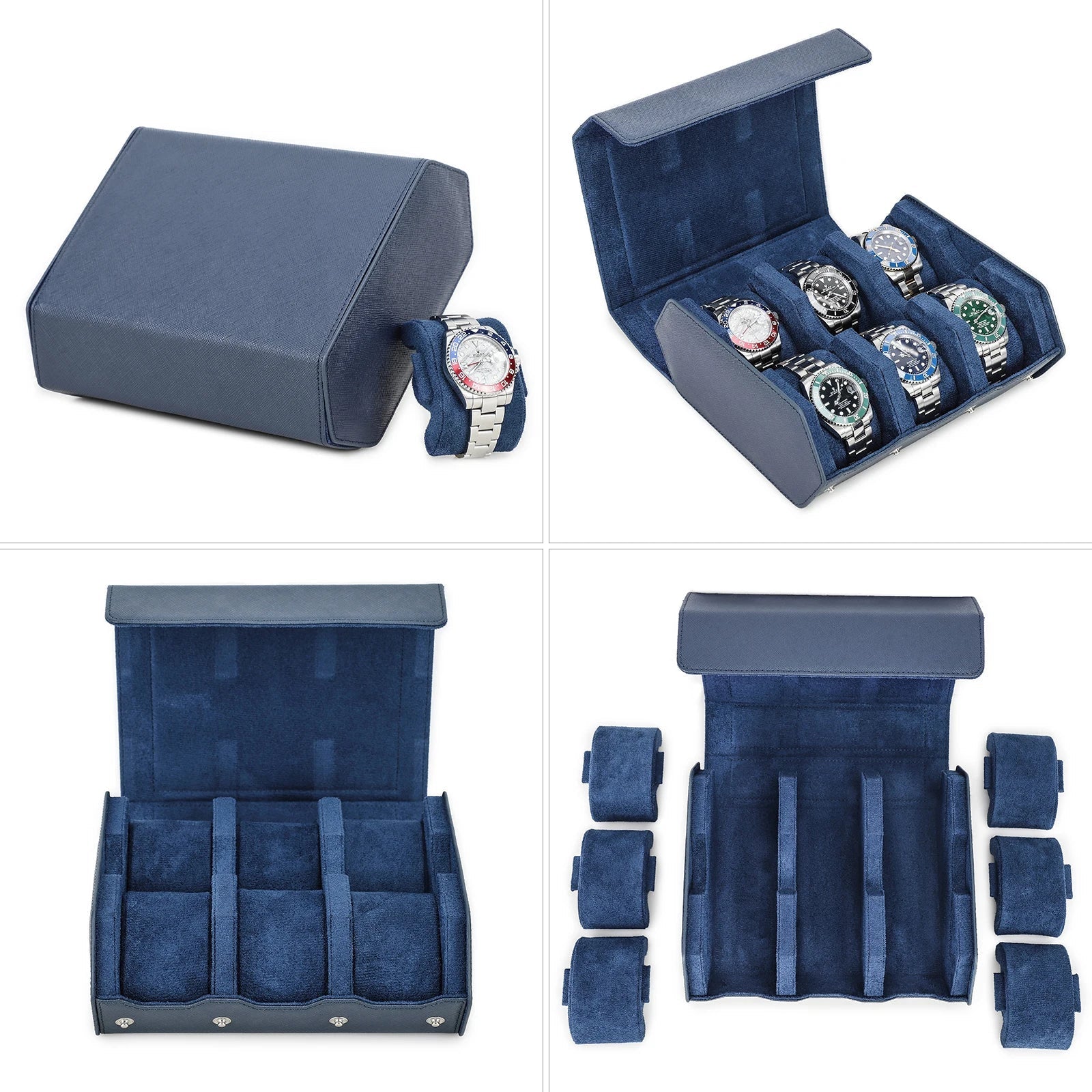 Étui de Voyage en Cuir Véritable | Organisateur de Montres avec 6/8 Fentes | Rangement Élégant pour Hommes et Femmes