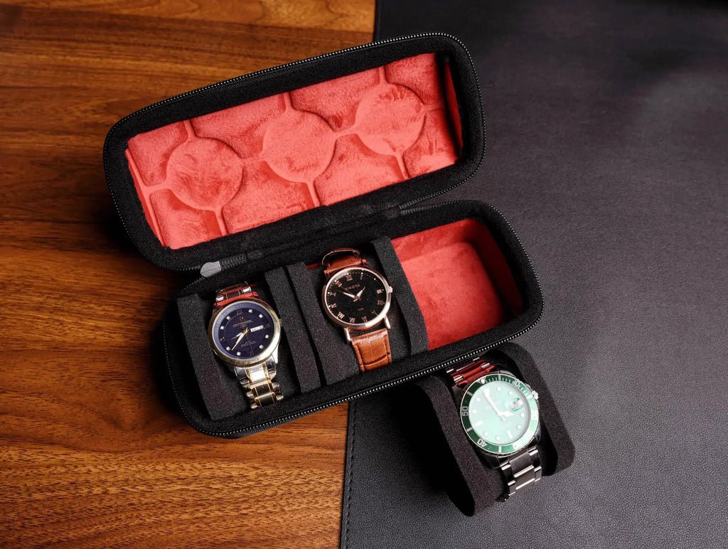 Étui de Voyage pour Montres | Rangement Rigide avec Oreiller Ajusté | Protection Supérieure pour Montres en Déplacement