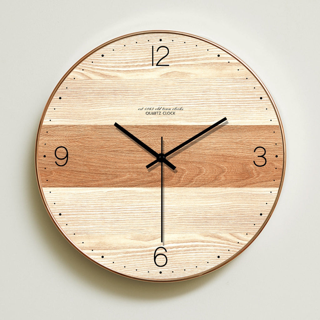 horloge murale en bois double nuance