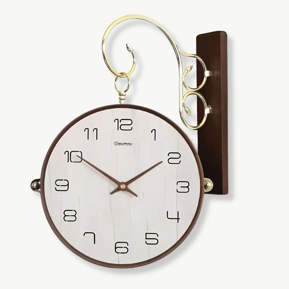 STATION - Horloge murale gare bois 39 cm
