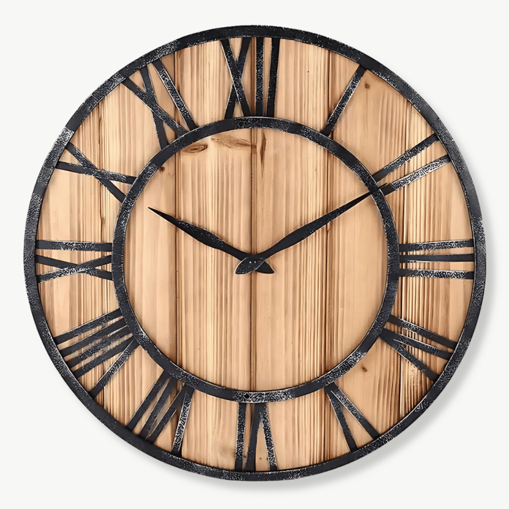 CAESAR - Horloge murale bois metal romaine