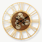ATELIER - Horloge murale bois et engrenages