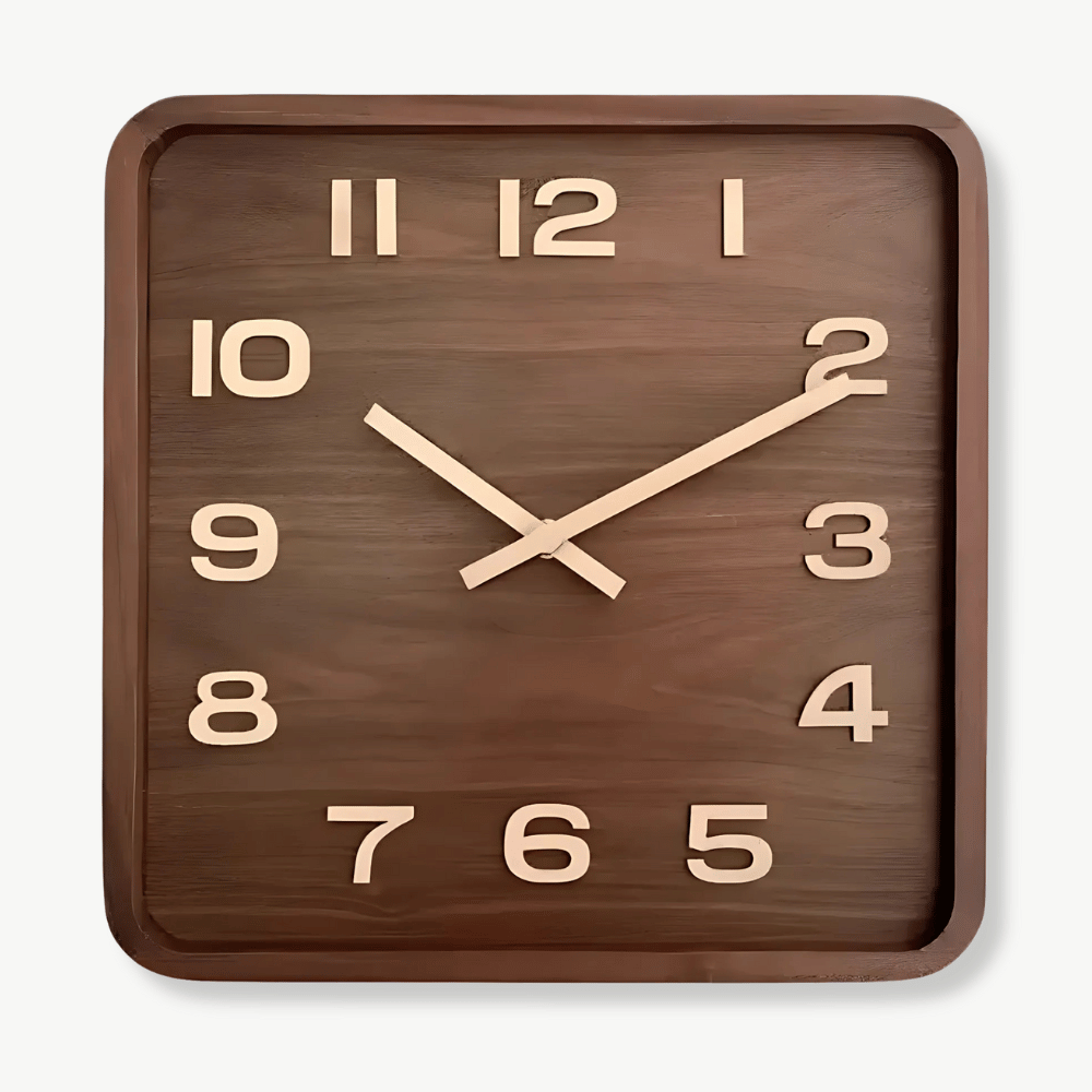 QUADRA - Horloge murale bois carree 25-30 cm