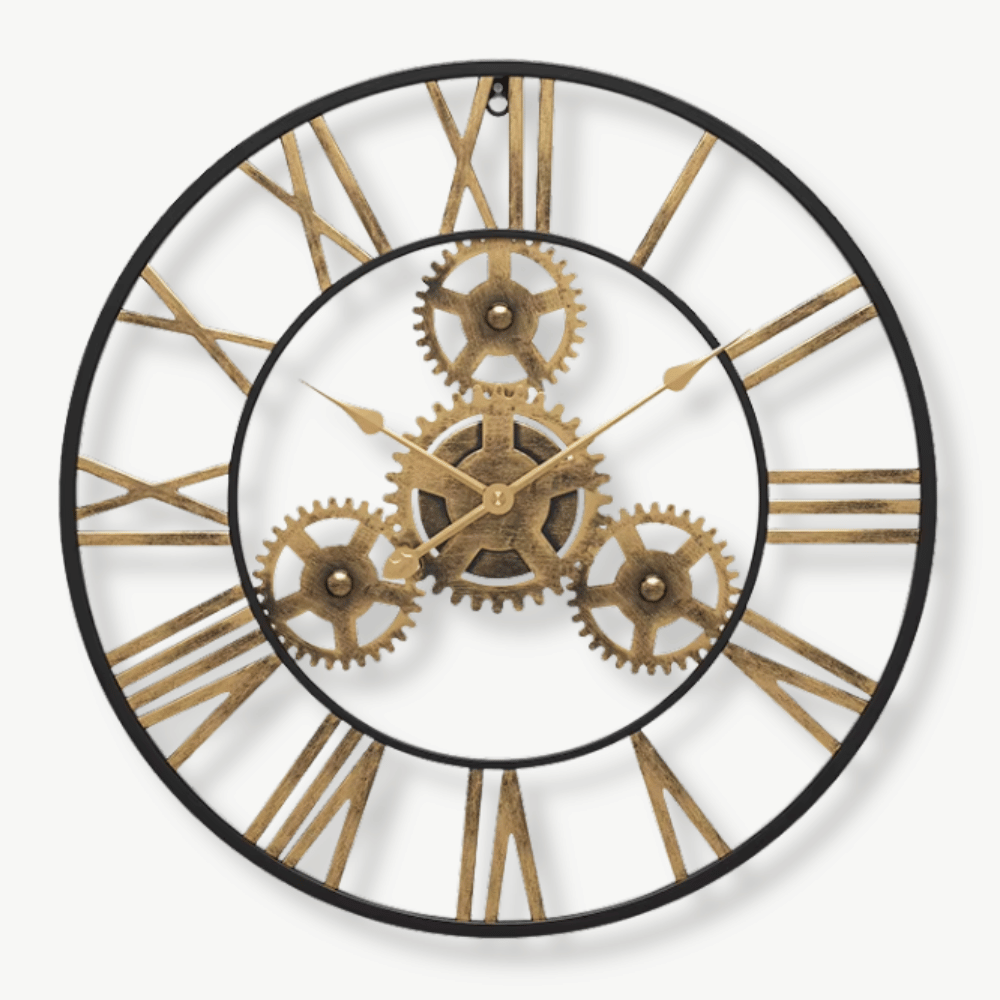 FORGE - Horloge murale engrenages dorés