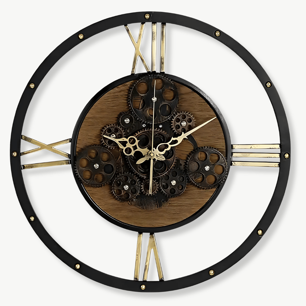 BROOKLYN - Horloge murale métal et bois 50 cm