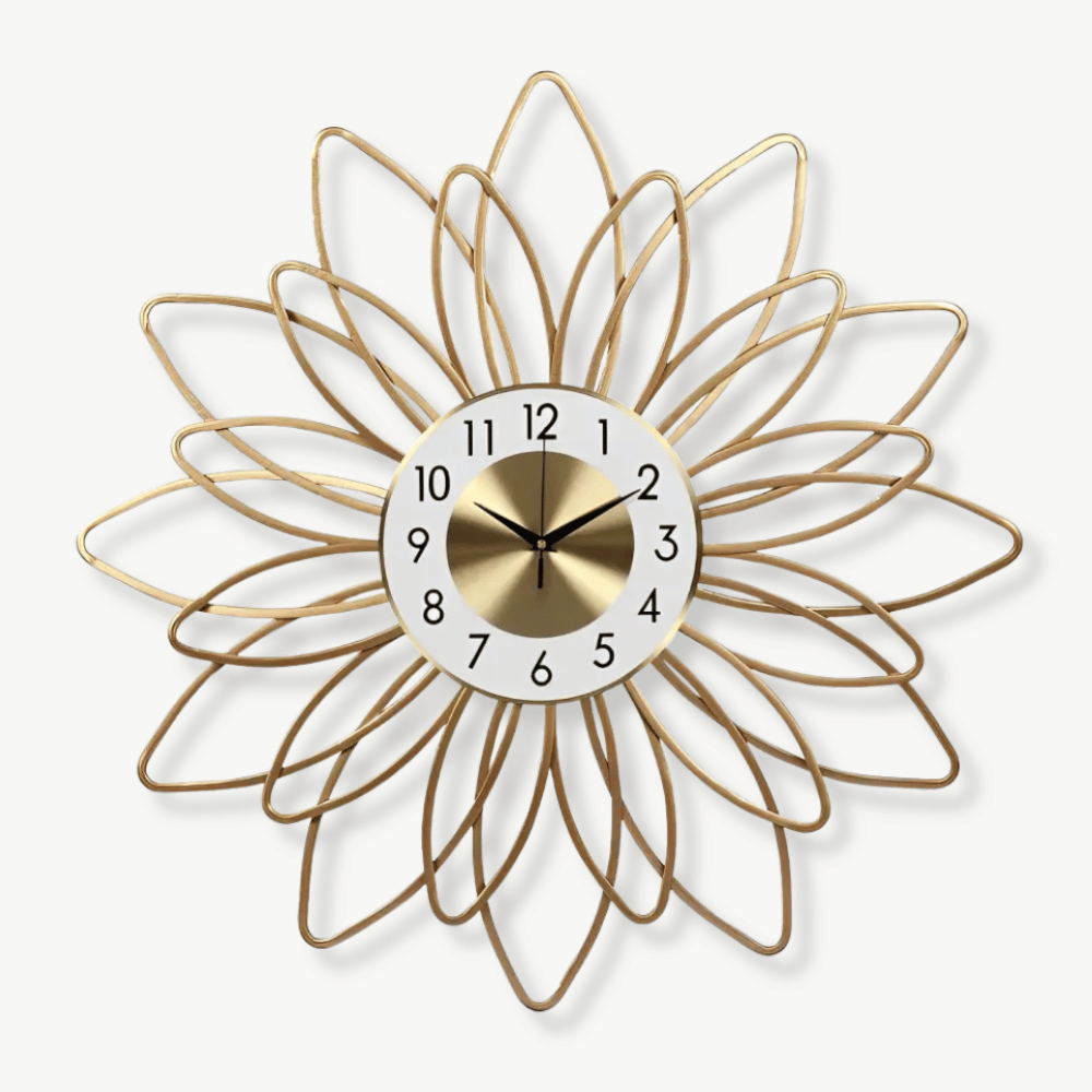 Horloge Murale Fleur Dorée Design