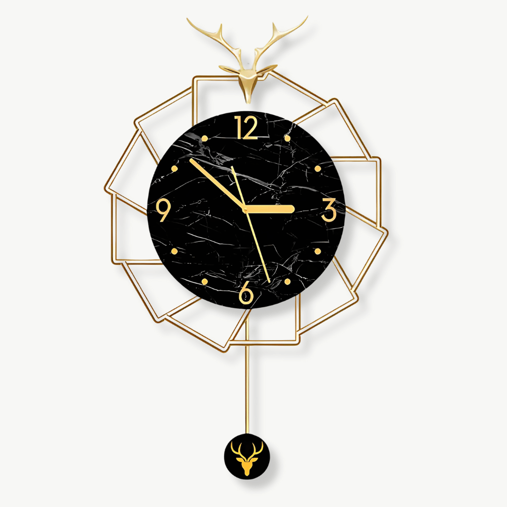 CERVO - Horloge murale cerf dore