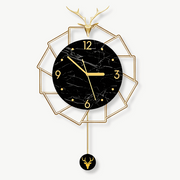 CERVO - Horloge murale cerf dore