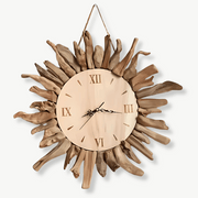 SOLIS - Horloge murale soleil bois flotté