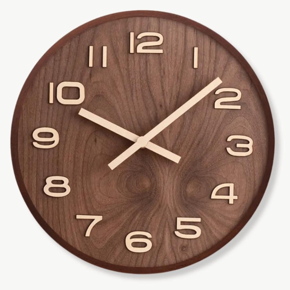 Horloge Murale en Bois de Noyer