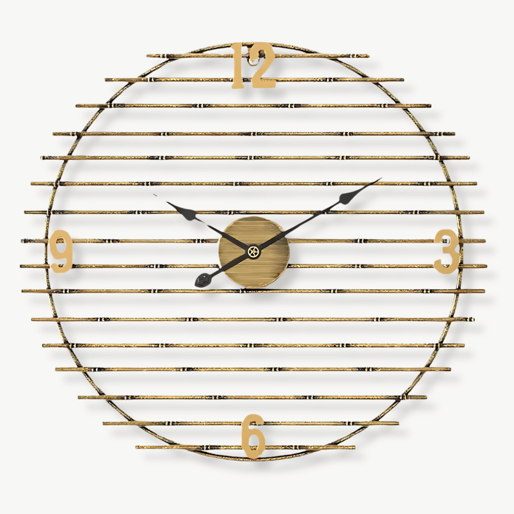 ORIEL - Horloge murale metal dore