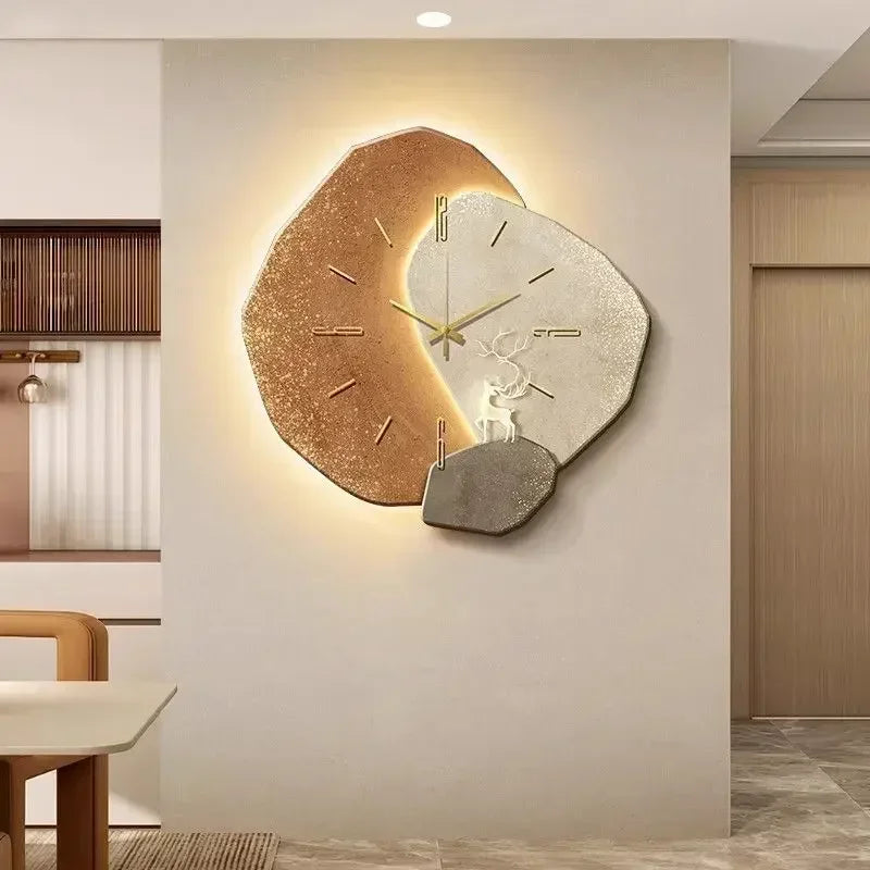 Horloge Murale Design Moderne avec Éclairage LED | Élégante Décoration pour Salon