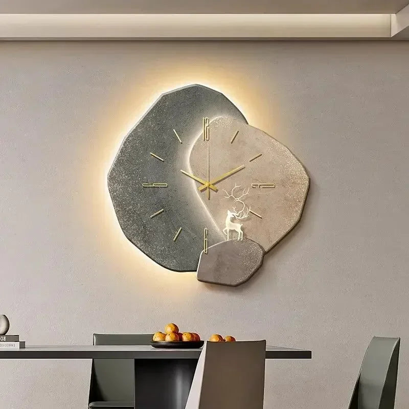 Horloge Murale Design Moderne avec Éclairage LED | Élégante Décoration pour Salon