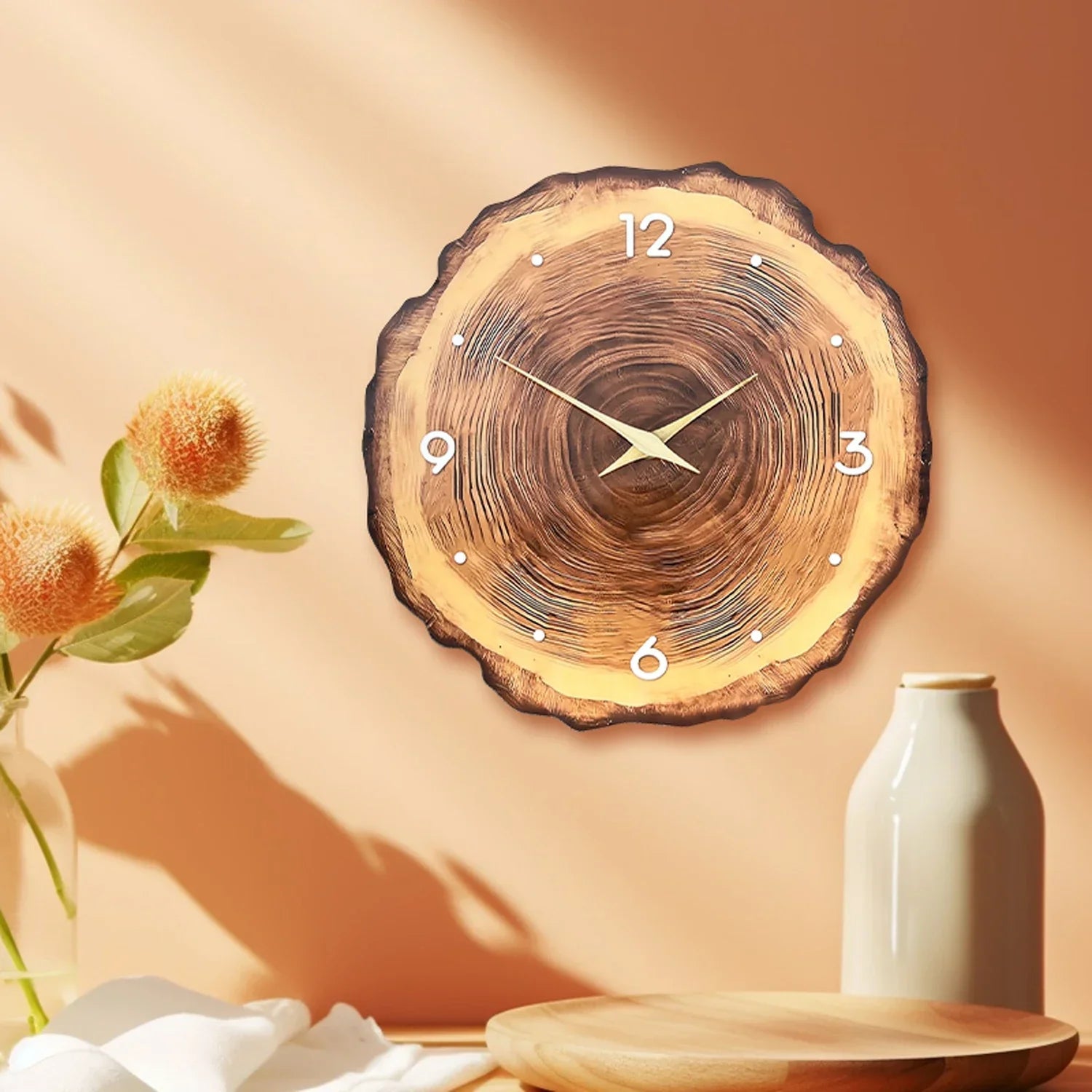 Horloge Murale Design en Bois Naturel avec Mécanisme Silencieux | Élégante Décoration Intérieure pour Un Ambiance Apaisante