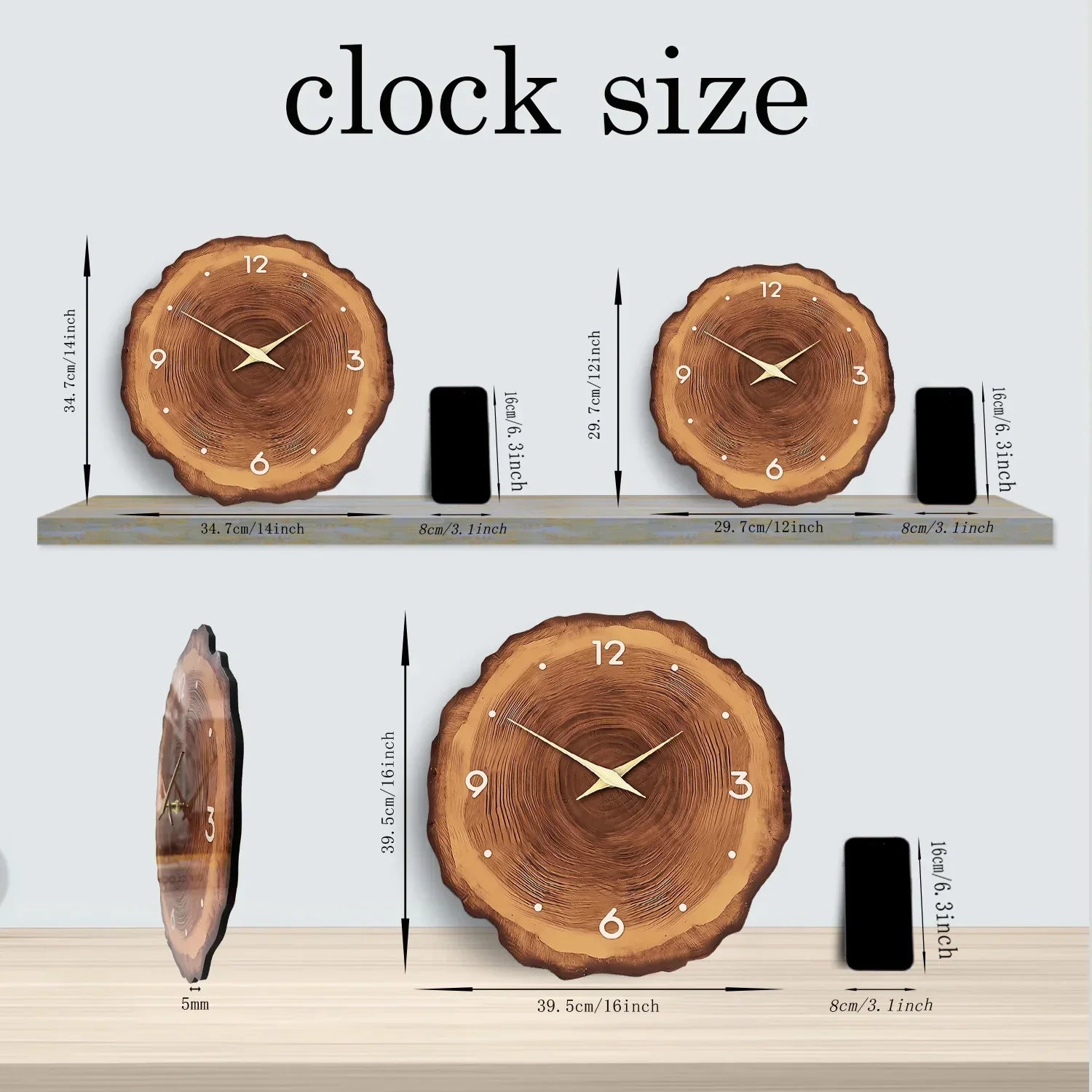 Horloge Murale Design en Bois Naturel avec Mécanisme Silencieux | Élégante Décoration Intérieure pour Un Ambiance Apaisante