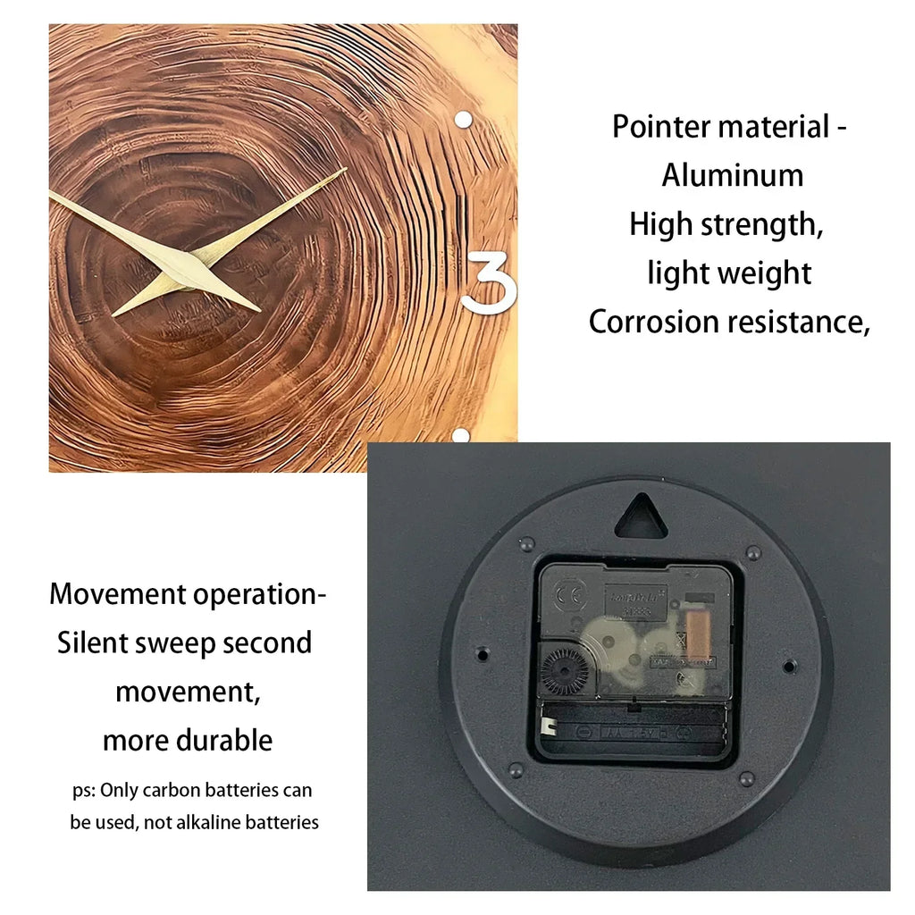 Horloge Murale Design en Bois Naturel avec Mécanisme Silencieux | Élégante Décoration Intérieure pour Un Ambiance Apaisante