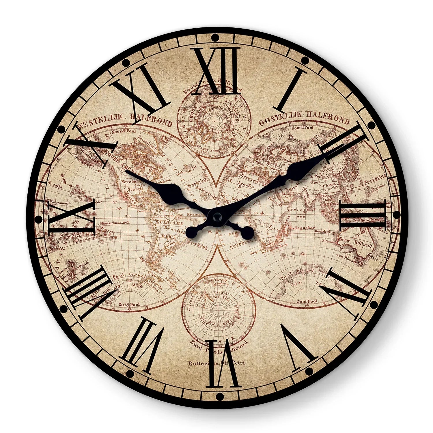 COMPASS - Horloge murale bois boussole