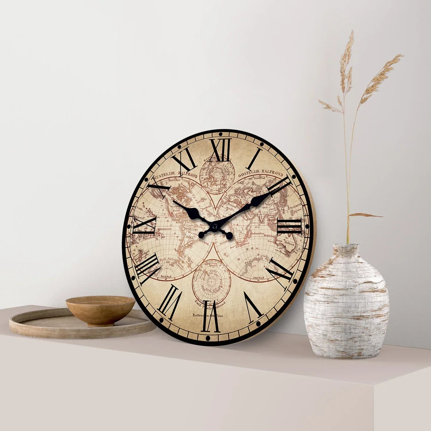 COMPASS - Horloge murale bois boussole