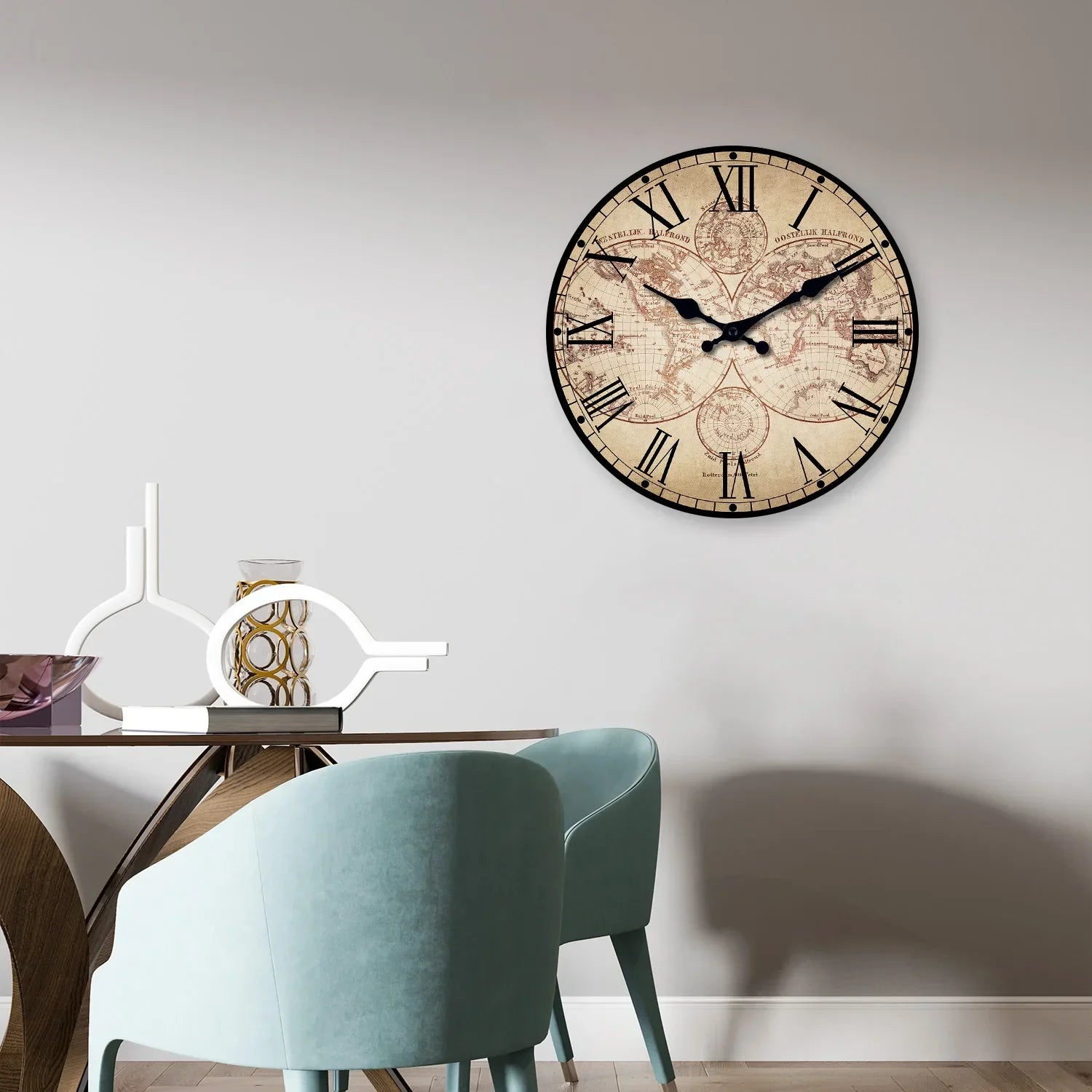 COMPASS - Horloge murale bois boussole