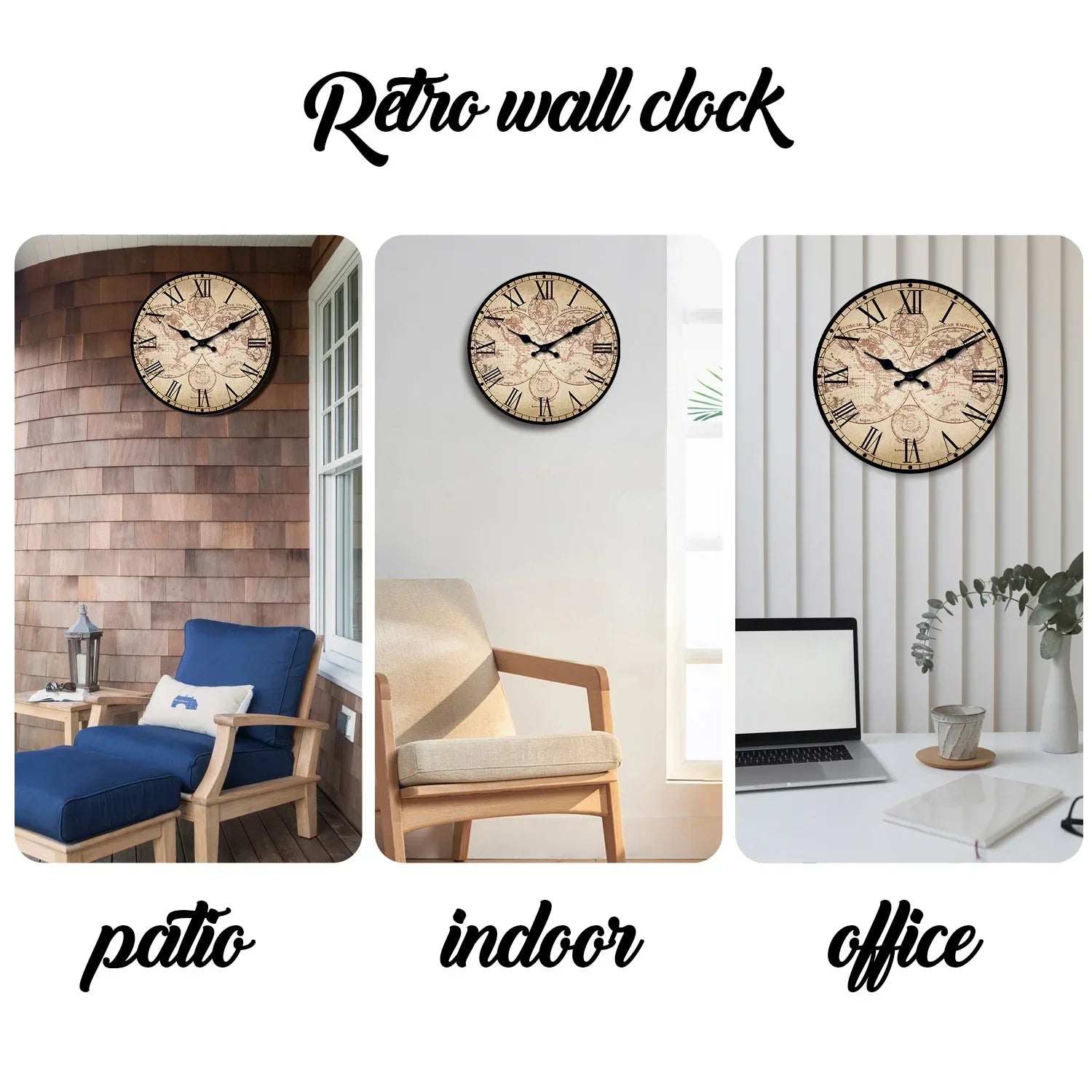 COMPASS - Horloge murale bois boussole
