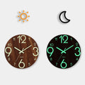 Horloge Murale Design en Bois de 12 Pouces avec Veilleuse Silencieuse | Style Nordique pour Décoration Moderne