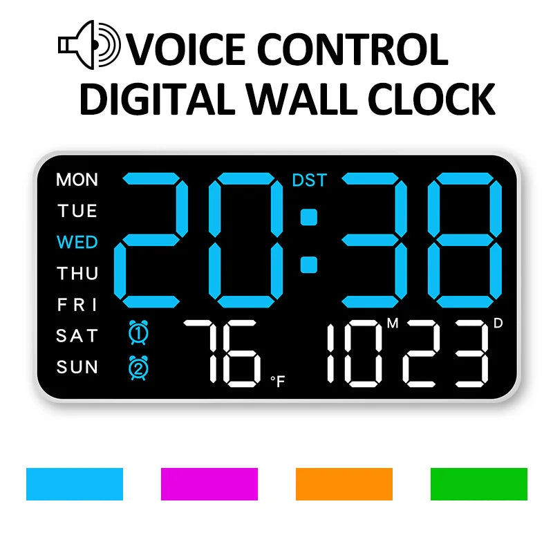 Horloge Murale Numérique avec Affichage Complet et Télécommande | Double Alarme pour Confort Quotidien