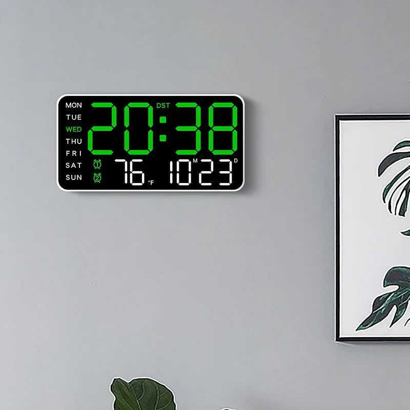 Horloge Murale Numérique avec Affichage Complet et Télécommande | Double Alarme pour Confort Quotidien