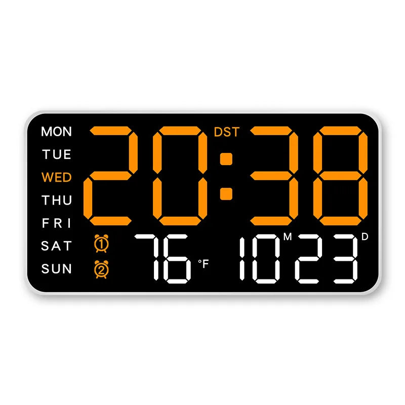 Horloge Murale Numérique avec Affichage Complet et Télécommande | Double Alarme pour Confort Quotidien