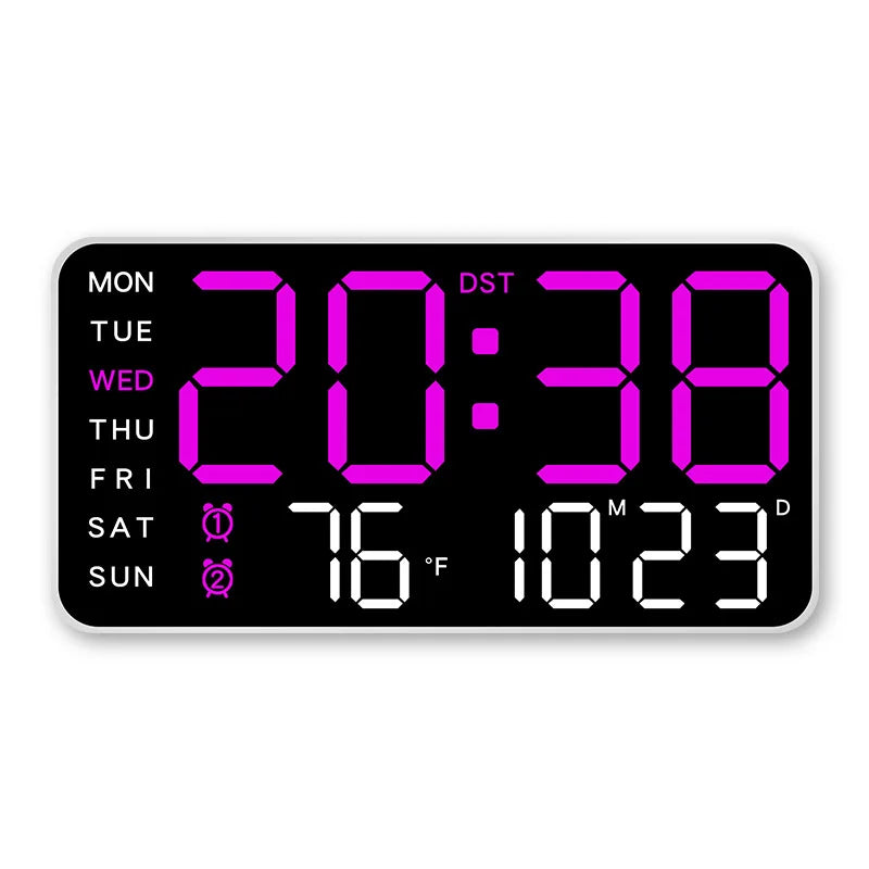Horloge Murale Numérique avec Affichage Complet et Télécommande | Double Alarme pour Confort Quotidien