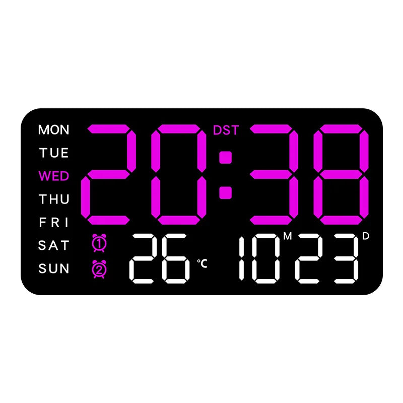 Horloge Murale Numérique avec Affichage Complet et Télécommande | Double Alarme pour Confort Quotidien