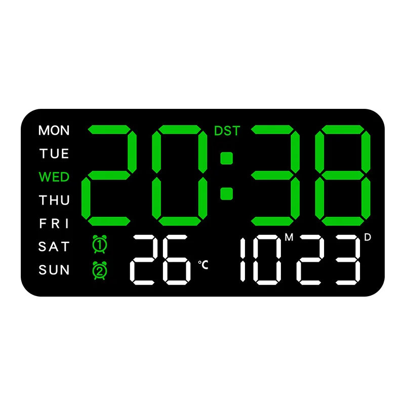 Horloge Murale Numérique avec Affichage Complet et Télécommande | Double Alarme pour Confort Quotidien