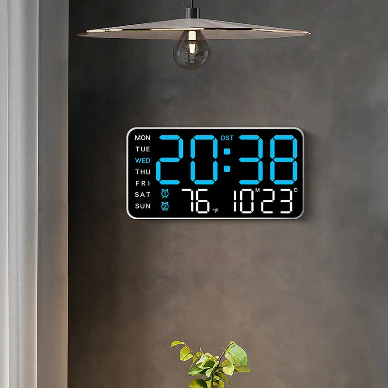 Horloge Murale Numérique avec Affichage Complet et Télécommande | Double Alarme pour Confort Quotidien