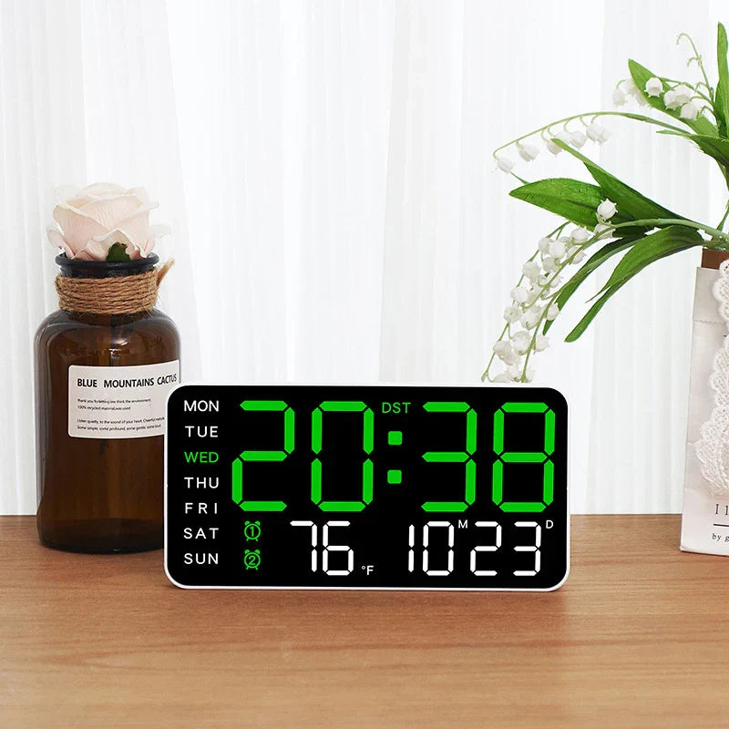Horloge Murale Numérique avec Affichage Complet et Télécommande | Double Alarme pour Confort Quotidien