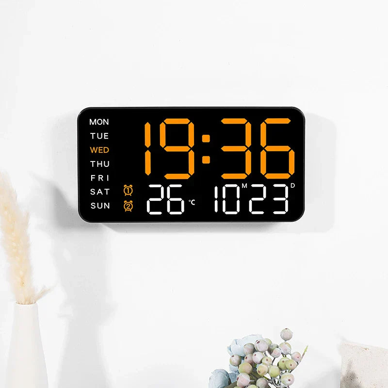 Horloge Murale Numérique avec Affichage Complet et Télécommande | Double Alarme pour Confort Quotidien