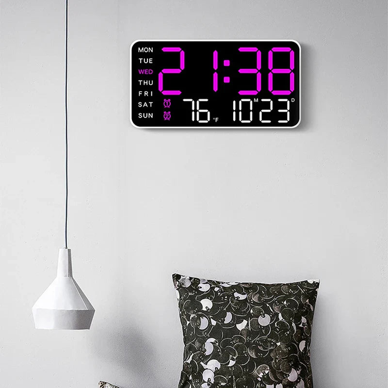 Horloge Murale Numérique avec Affichage Complet et Télécommande | Double Alarme pour Confort Quotidien