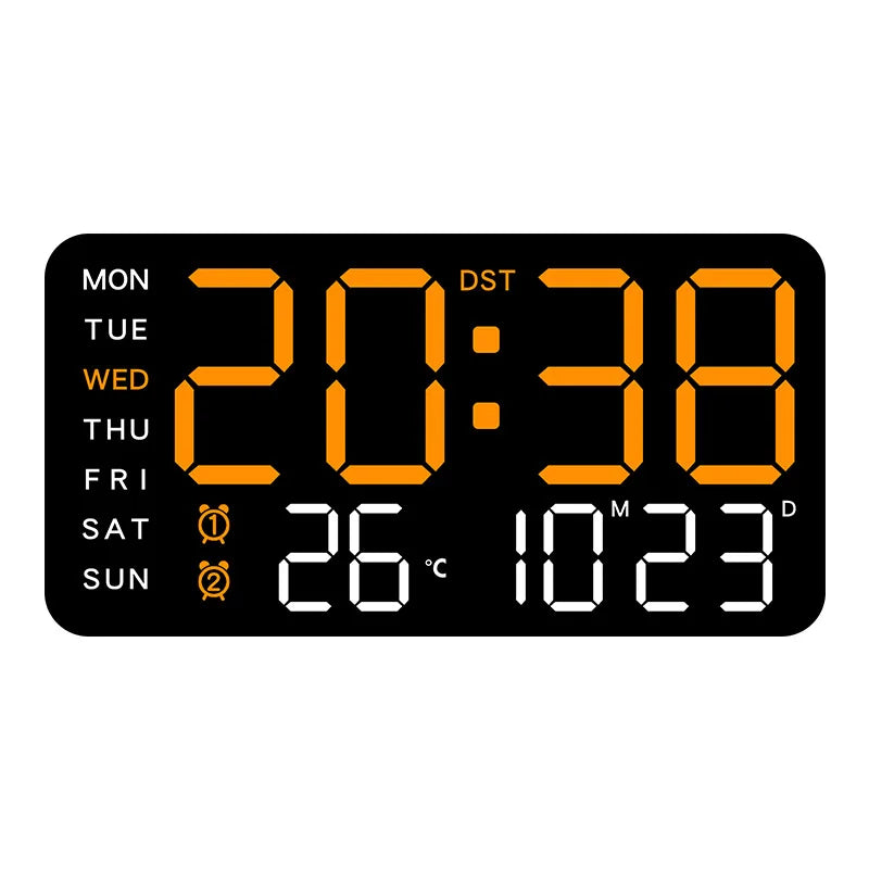 Horloge Murale Numérique avec Affichage Complet et Télécommande | Double Alarme pour Confort Quotidien