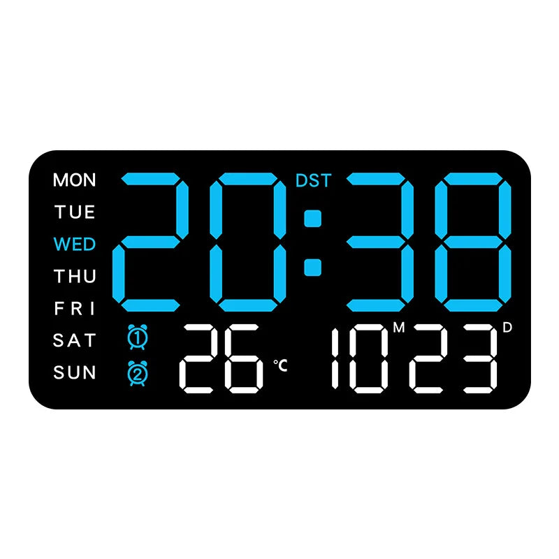 Horloge Murale Numérique avec Affichage Complet et Télécommande | Double Alarme pour Confort Quotidien