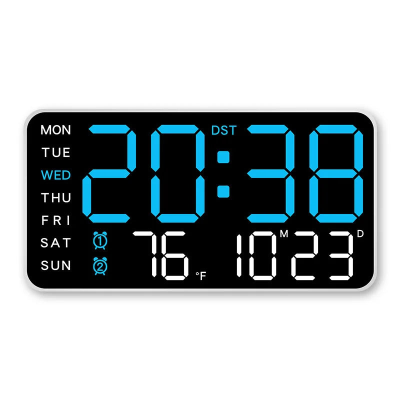 Horloge Murale Numérique avec Affichage Complet et Télécommande | Double Alarme pour Confort Quotidien
