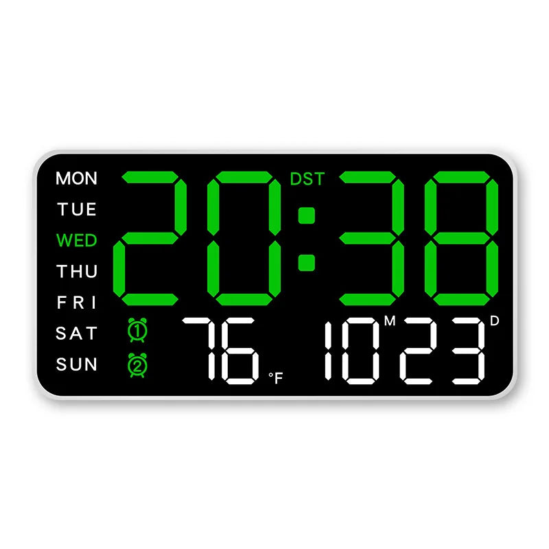 Horloge Murale Numérique avec Affichage Complet et Télécommande | Double Alarme pour Confort Quotidien