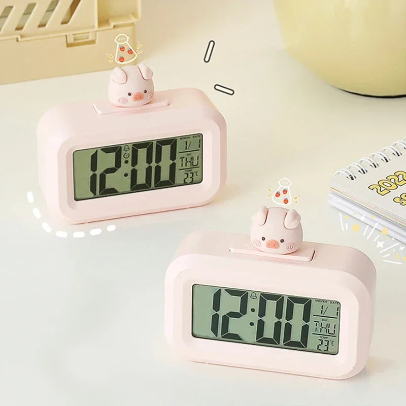 Horloge Numérique Murale LED avec Veilleuse Douce | Design Mignon en Forme de Cochon pour Ambiance Chaleureuse