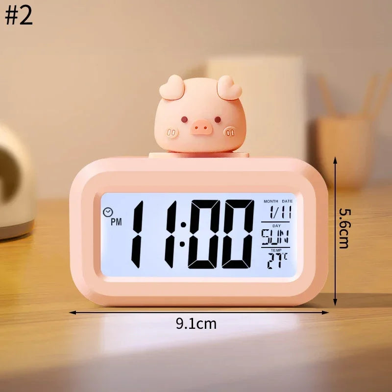 Horloge Numérique Murale LED avec Veilleuse Douce | Design Mignon en Forme de Cochon pour Ambiance Chaleureuse