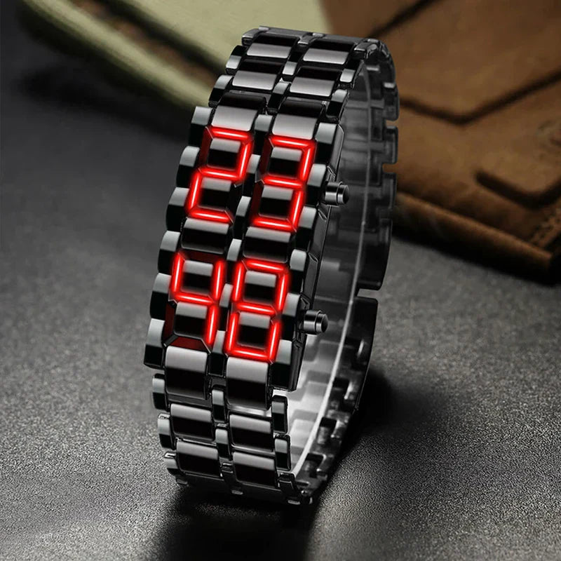 Montre Homme en Métal avec Affichage LED et Fonction Alarme | Élégante et Durable pour un Style Quotidien
