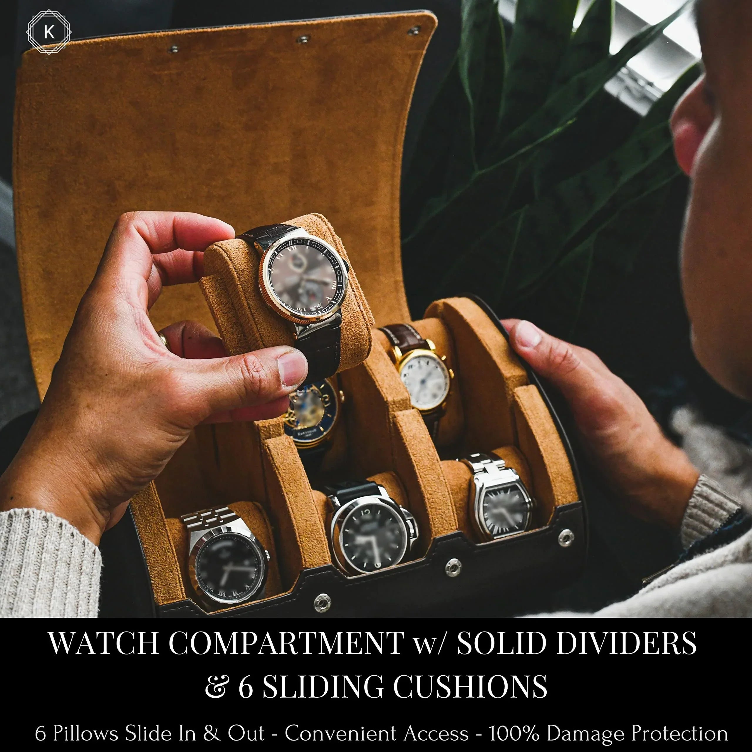 Organisateur de Montres | Étui de Voyage en Cuir PU avec 6 Fentes | Protection Optimale pour Collection de Montres
