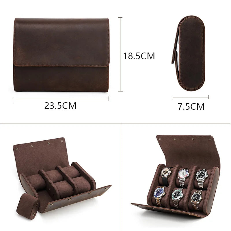 Organisateur de Montres en Cuir Véritable | Boîte Élégante pour 6 Montres avec Fermeture Sécurisée pour Protection et Style
