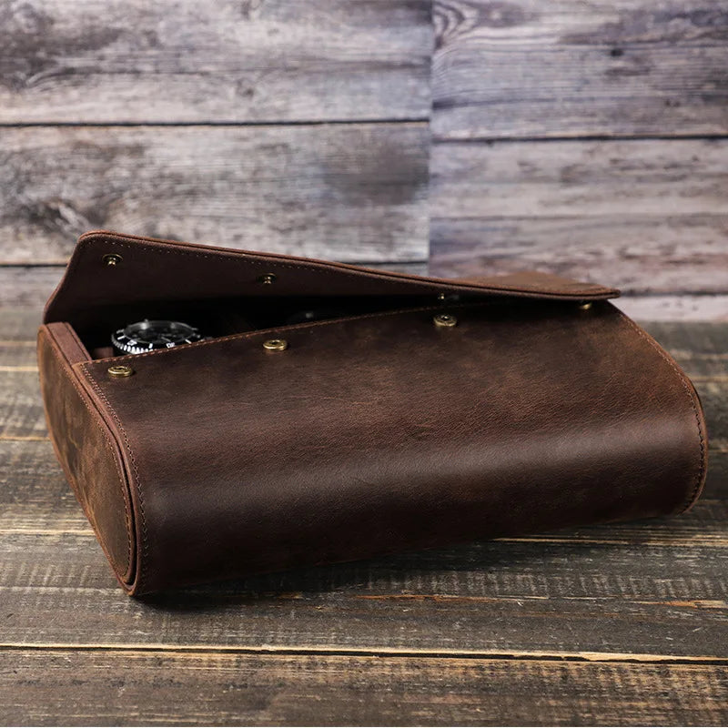 Organisateur de Montres en Cuir Véritable | Boîte Élégante pour 6 Montres avec Fermeture Sécurisée pour Protection et Style