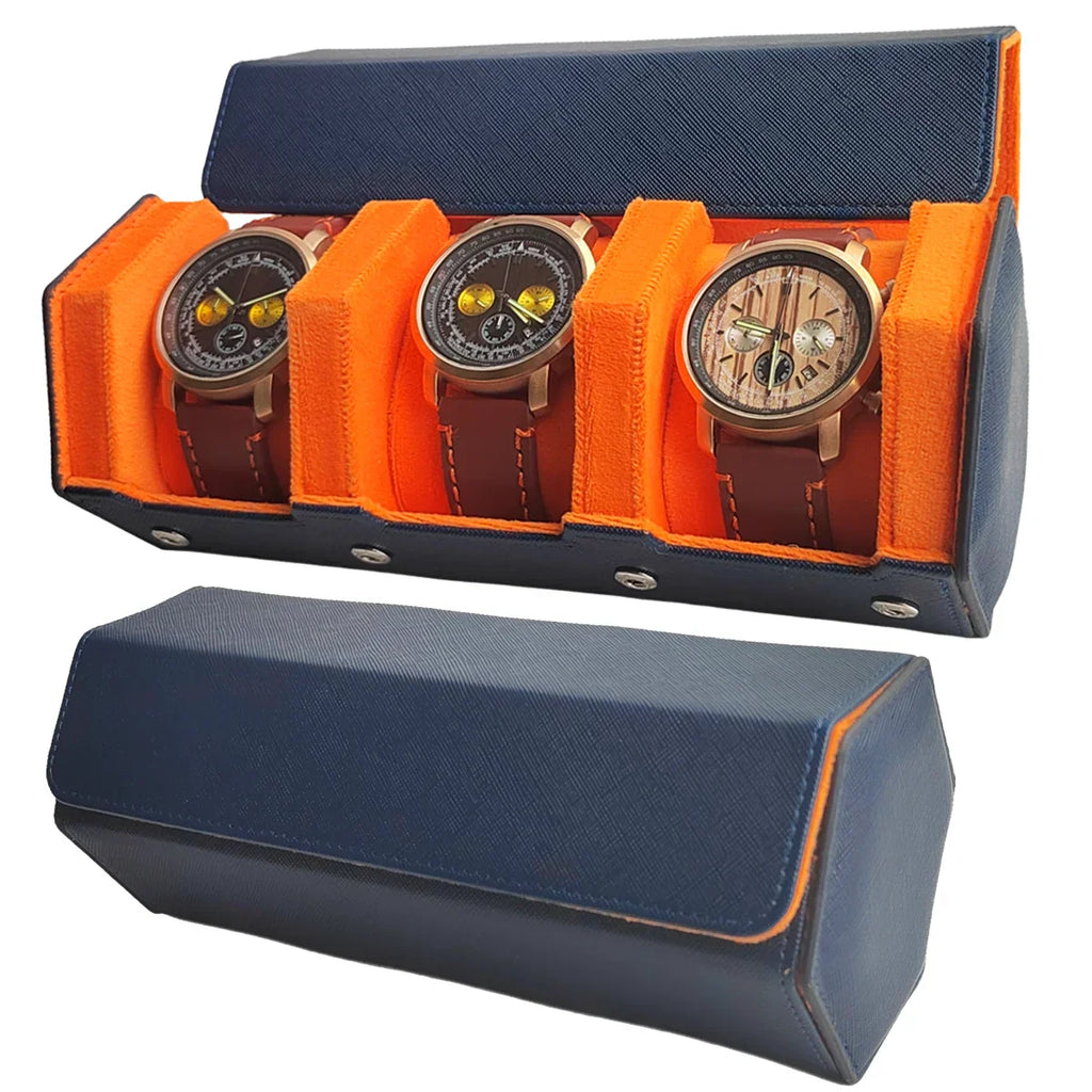 Organisateur de Montres en Cuir Vintage avec 3 Compartiments | Rangement Élégant pour Voyager et Protéger vos Montres