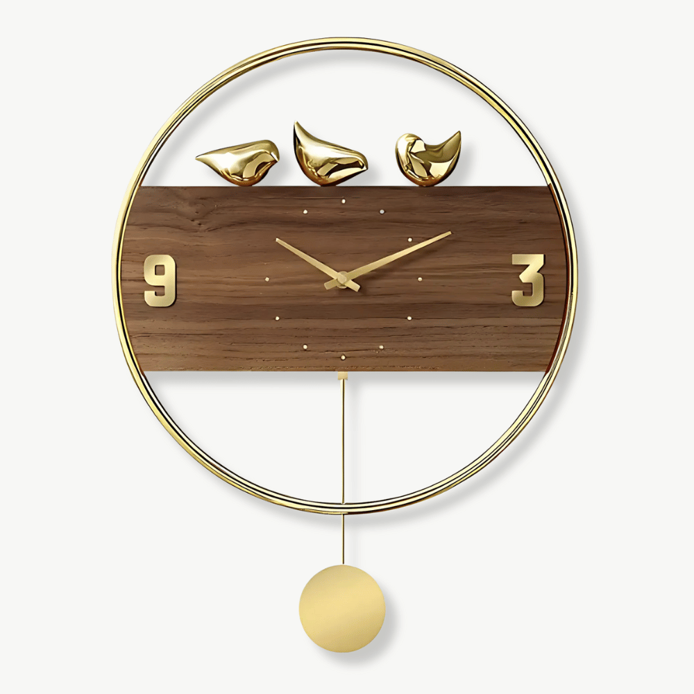 AVIA - Horloge murale oiseaux dores