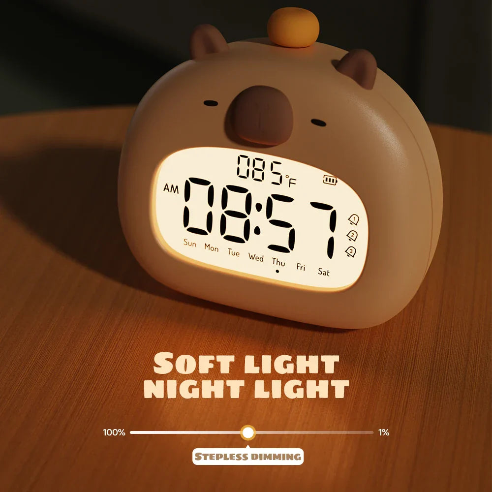 Réveil LED pour Enfants | Horloge Numérique avec Veilleuse et Affichage de Température | Chargement USB Type C pour un Sommeil Apaisé
