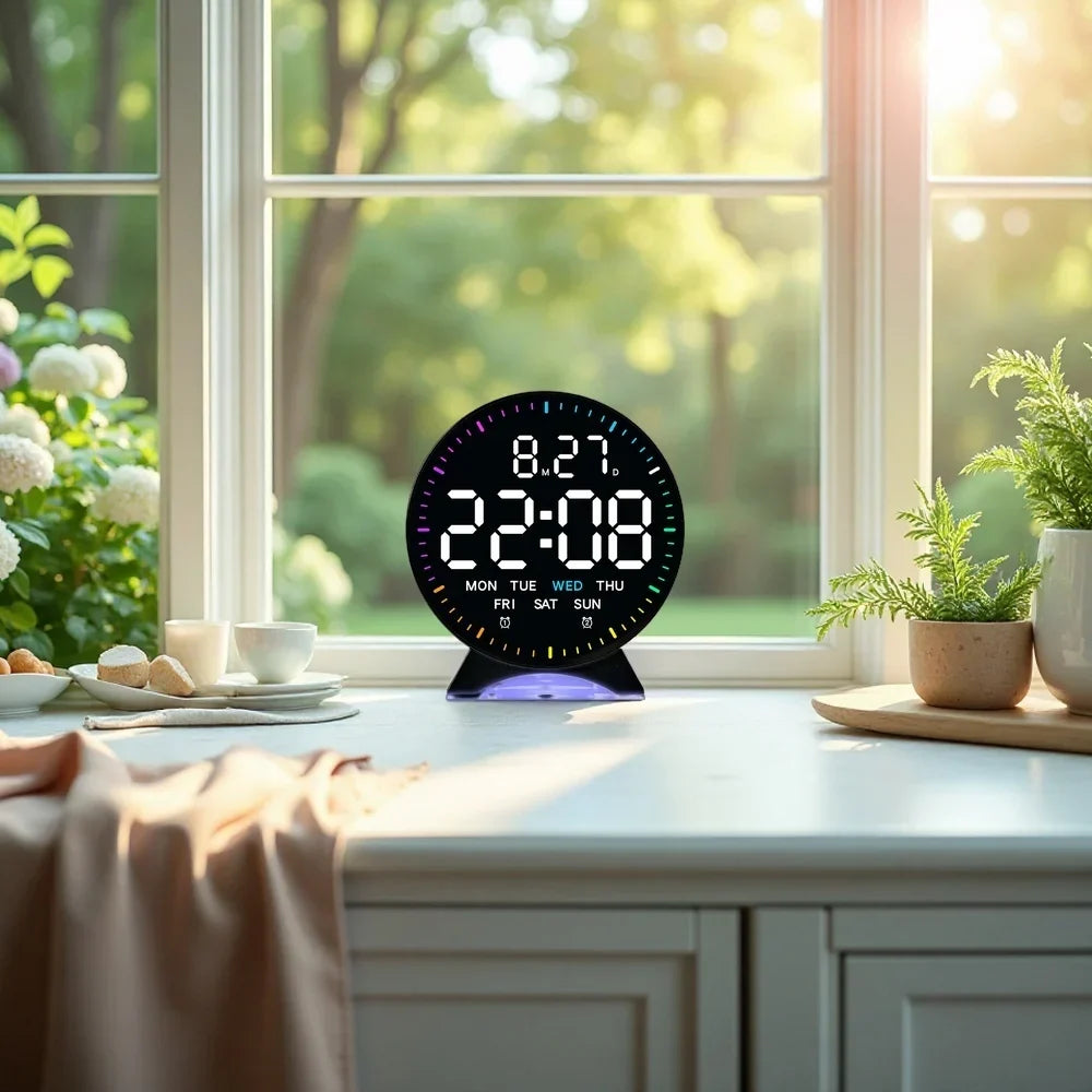 Réveil Numérique LED avec Lumière Ambiante et Double Alarme | Affichage Complet pour Un Réveil Personnalisé
