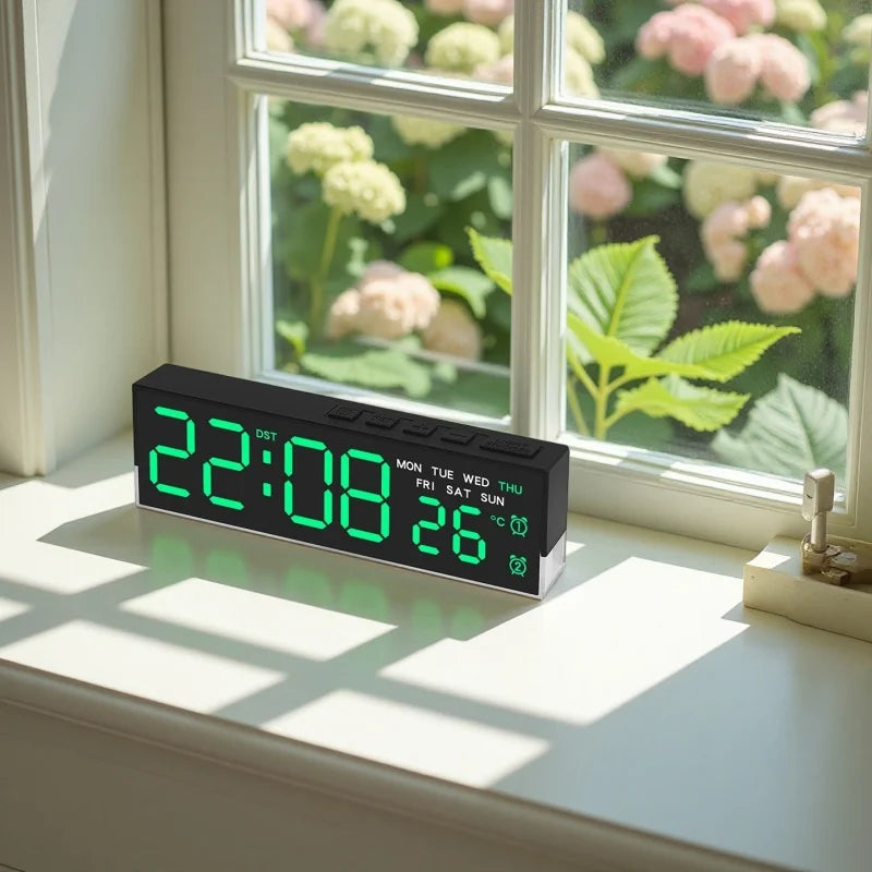 Réveil Numérique LED avec Lumière Ambiante et Double Alarme | Affichage Température et Semaine pour un Réveil Doux